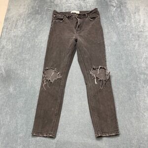 Abercrombie & Fitch Skinny Leg Jeans Womens 29/8R Black Straight Leg Distressed